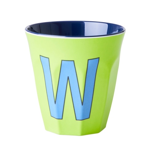 Alphabet Melamine Cup Letter W on Lime Green by Rice DK